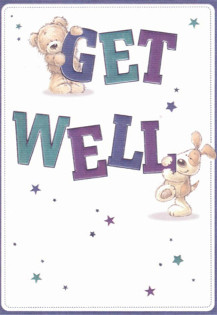 This vibrant get well card encapsulates the genuine, community-driven encouragement so often found around Watford's leafy parks and bustling markets. A plush teddy bear atop the spirited 'GET' and a floppy-eared puppy at 'WELL' together capture the joy of giving, each animal's inviting textures and expressive faces reminiscent of cherished childhood toys. The typography, shaded in rich purples and aquas, grounds the composition with cheer and reassurance, while playful starbursts dance around the figures like whispers of hope sent from friend to friend. The crisp white background bathes the artwork in soft, uplifting light, much like the interiors of a welcoming Watford Florist shop filled with fresh-cut petals. One can almost feel the plush fur and velvety ears as tangibly as a lovingly chosen bouquet, the visual details working together to create a sense of real touch and sincerity. This card's mood, airy yet deeply warm, is the perfect companion for a hand-crafted arrangement delivered to a loved one along Clarendon Road, lifting spirits and sharing comfort across Watford.