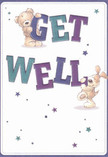With boundless warmth and optimism, this get well card illustration brings to mind the friendly gestures often exchanged in Watford's close-knit neighbourhoods. A sweet teddy bear and an eager puppy-both depicted with soft, inviting textures-surround the oversized colourful 'Get Well' text, their playful postures infusing the scene with hope and sincerity. Indigo and teal letters stand out vibrantly against the soft cream background, echoing the lush hues often seen in locally arranged bouquets. Playful stars in violet and aquamarine sprinkle across the card, shimmering like blessings sent to a friend along St Albans Road. The tactile suggestion of the animals' fur creates a comforting embrace, while their animated faces and the energetic typography combine to lift spirits, much like a delivery from a caring Watford florist. Altogether, this image becomes an emotional balm-one designed to reassure, nurture, and brighten the recovery journey for anyone in Watford, no matter their age or circumstance.